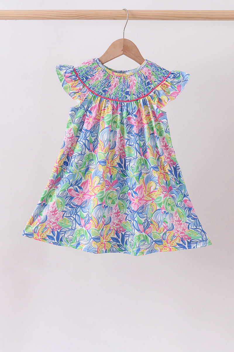 Tropical floral ruffle dress - Aaria Tees