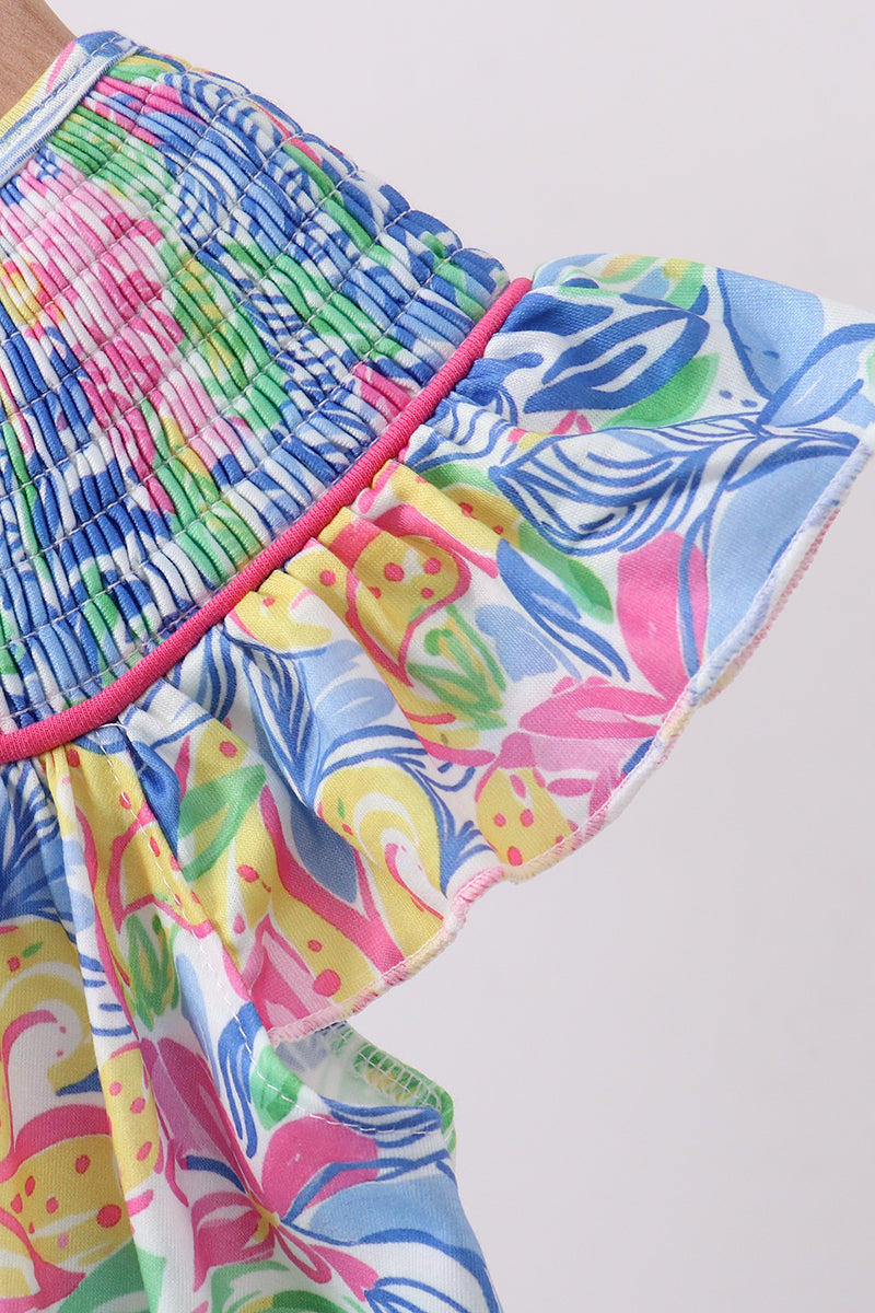Tropical floral ruffle dress - Aaria Tees Aaria Tees