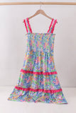 Tropical floral smocked tiered dress - Aaria Tees Aaria Tees