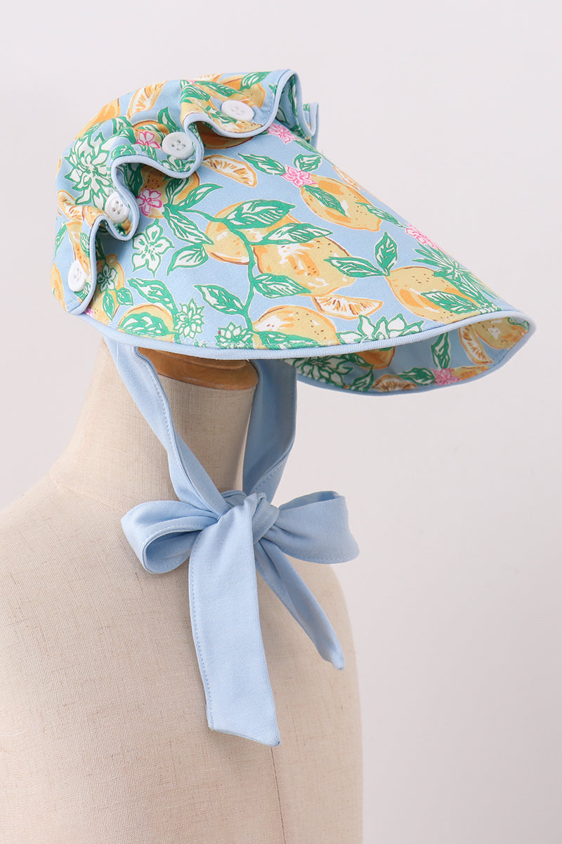Green lemon print bow bonnet - Aaria Tees