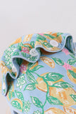 Green lemon print bow bonnet - Aaria Tees Aaria Tees