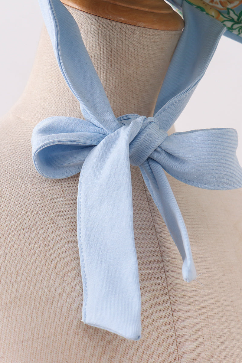 Green lemon print bow bonnet - Aaria Tees Aaria Tees