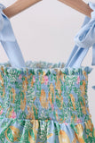 Green lemon smocked bow bloomer set - Aaria Tees Aaria Tees