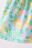 Green lemon smocked bow bloomer set - Aaria Tees Aaria Tees