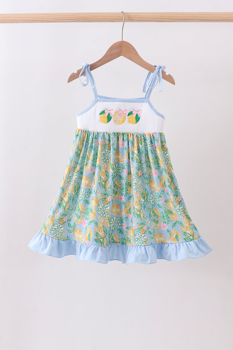 Green lemon smocked ruffle dress - Aaria Tees Aaria Tees