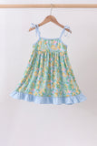 Green lemon smocked ruffle dress - Aaria Tees Aaria Tees