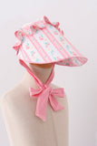 Blush floral ruffle bow bonnet - Aaria Tees Aaria Tees