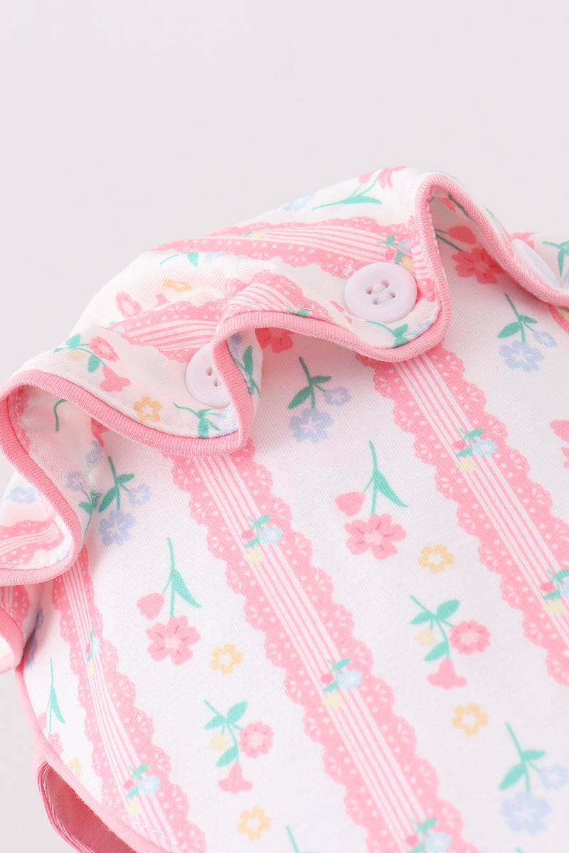Blush floral ruffle bow bonnet - Aaria Tees Aaria Tees
