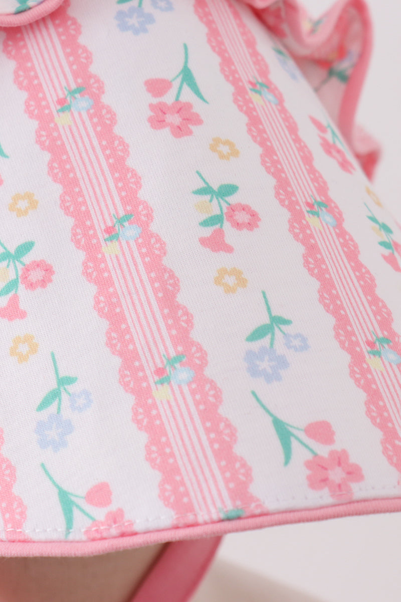 Blush floral ruffle bow bonnet - Aaria Tees Aaria Tees