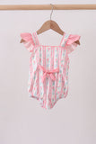 Blush floral print ruffle bow swimsuit - Aaria Tees Aaria Tees