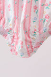 Blush floral print ruffle bow swimsuit - Aaria Tees Aaria Tees