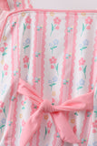 Blush floral print ruffle bow swimsuit - Aaria Tees Aaria Tees