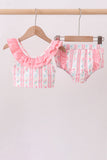 Blush floral print ruffle 2pc swimsuit - Aaria Tees Aaria Tees