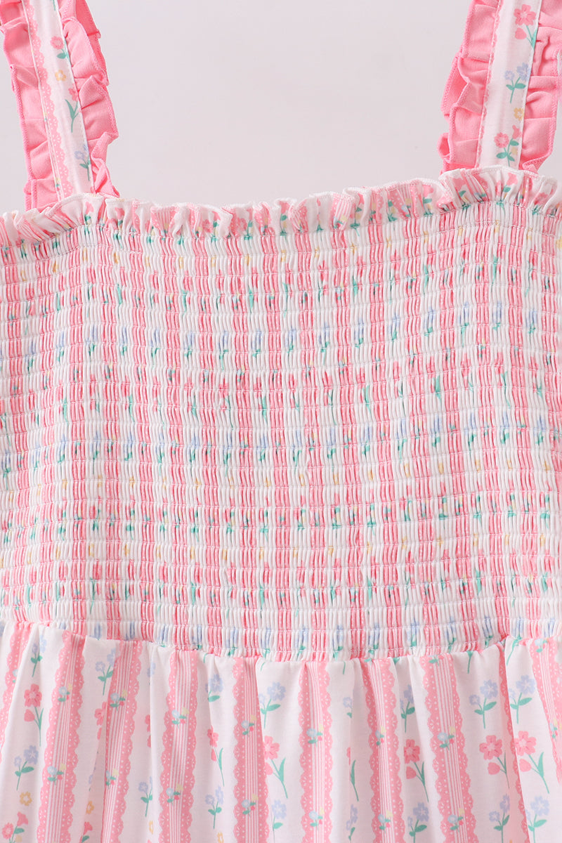 Blush floral smocked tiered dress - Aaria Tees Aaria Tees