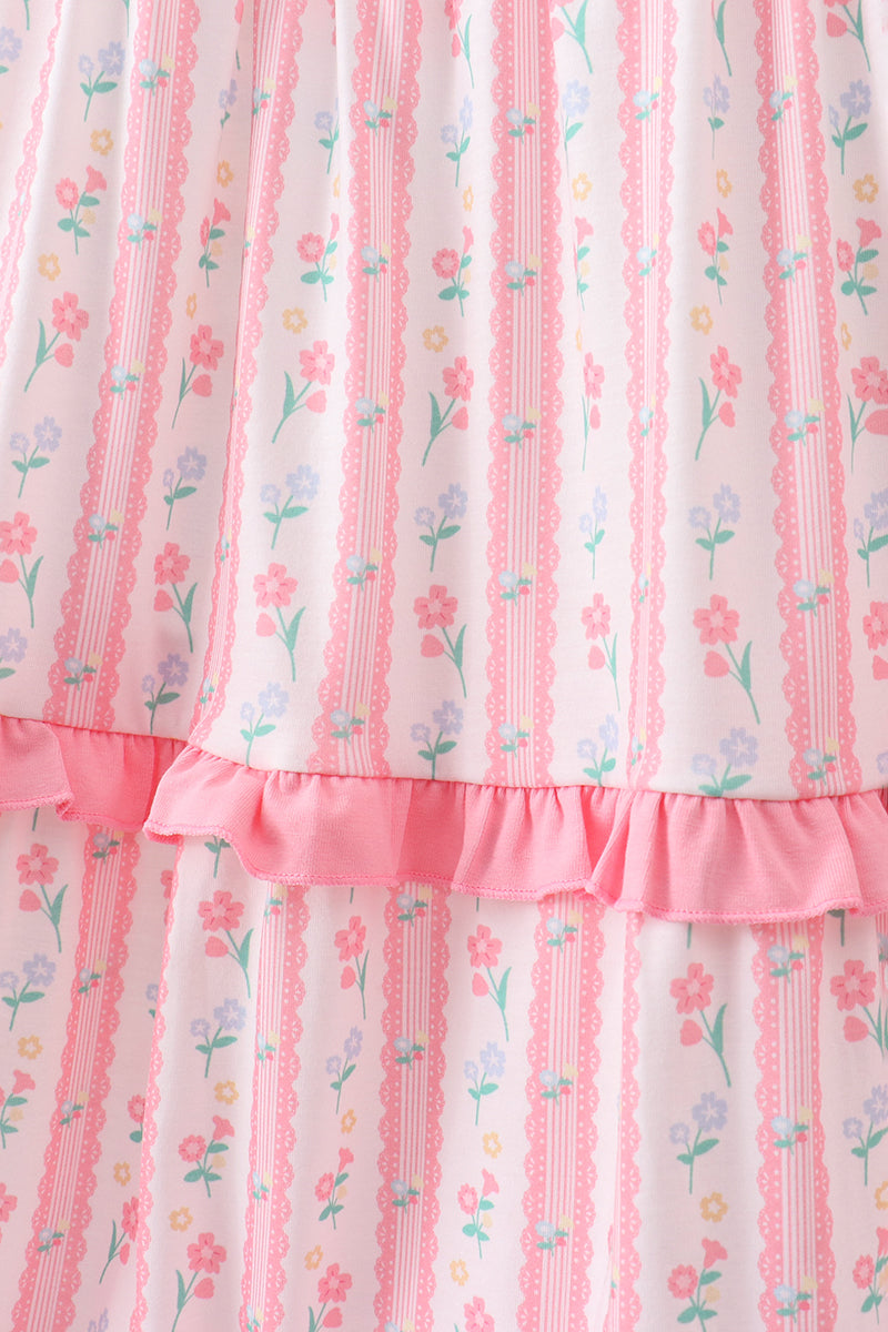 Blush floral smocked tiered dress - Aaria Tees Aaria Tees