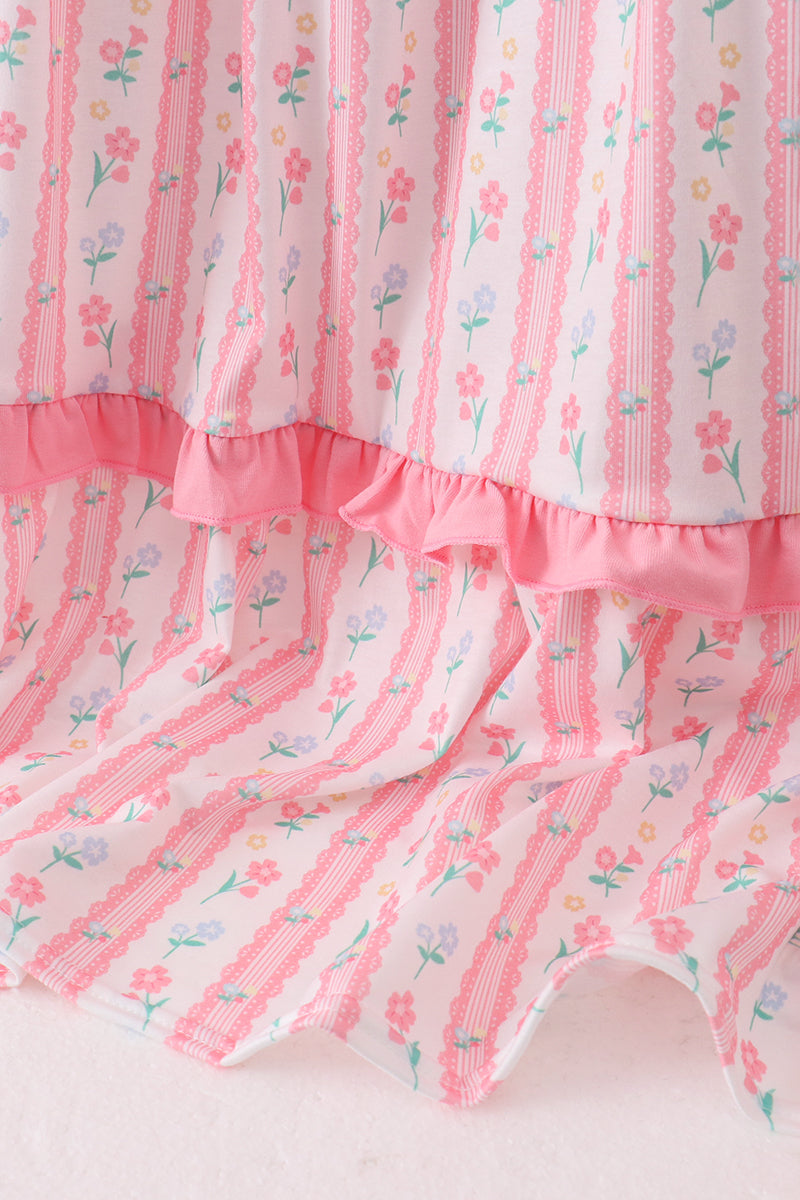 Blush floral smocked tiered dress - Aaria Tees Aaria Tees