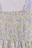 Golden meadow floral smocked tiered dress (length 41.33inch) - Aaria Tees Aaria Tees