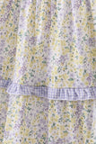 Golden meadow floral smocked tiered dress (length 41.33inch) - Aaria Tees Aaria Tees