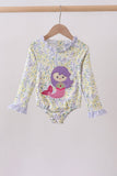 Floral mermaid applique rashguard - Aaria Tees Aaria Tees