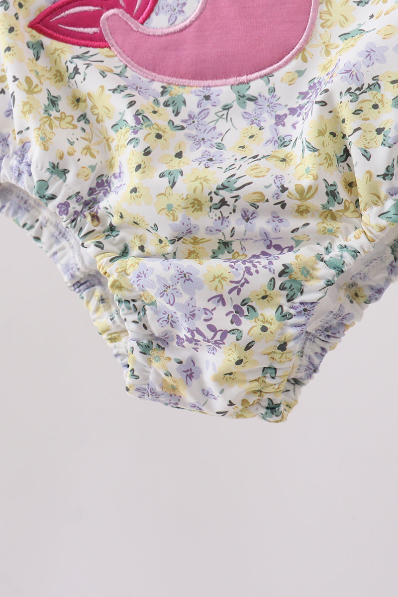 Floral mermaid applique rashguard - Aaria Tees Aaria Tees
