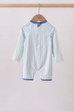 Blue shark applique stripe swimsuit - Aaria Tees Aaria Tees