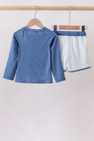 Blue shark applique stripe 2pc swimsuit - Aaria Tees Aaria Tees