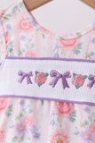 Purple rose bow smocked ruffle bloomer set - Aaria Tees Aaria Tees