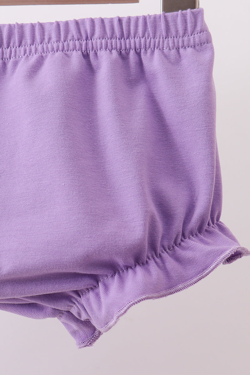 Purple rose bow smocked ruffle bloomer set - Aaria Tees Aaria Tees