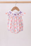 Purple rose bow smocked ruffle bubble - Aaria Tees Aaria Tees