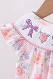 Purple rose bow smocked ruffle bubble - Aaria Tees Aaria Tees
