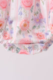 Purple rose bow smocked ruffle bubble - Aaria Tees Aaria Tees