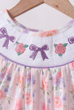Purple rose bow smocked ruffle shorts set - Aaria Tees Aaria Tees