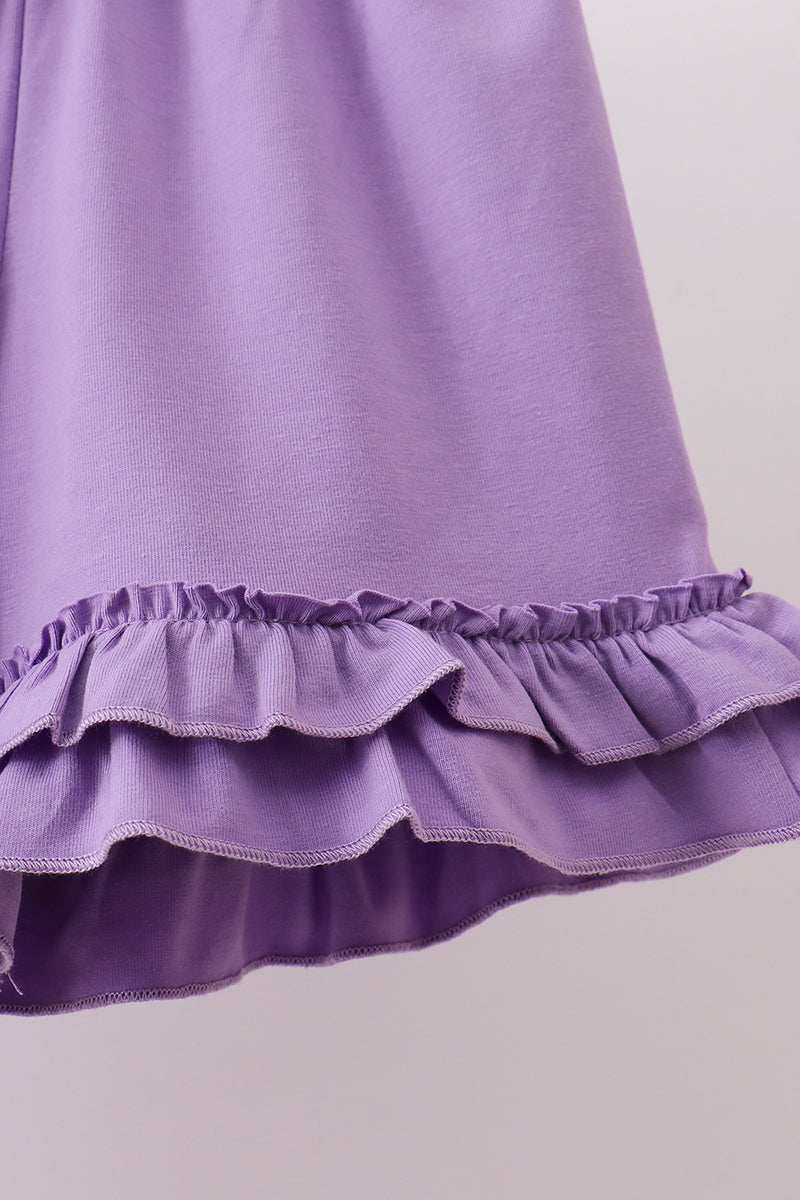 Purple rose bow smocked ruffle shorts set - Aaria Tees Aaria Tees