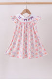 Purple rose bow smocked ruffle dress - Aaria Tees Aaria Tees