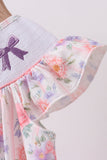 Purple rose bow smocked ruffle dress - Aaria Tees Aaria Tees