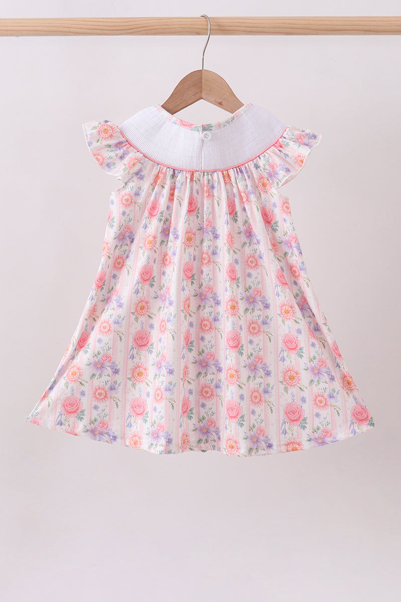 Purple rose bow smocked ruffle dress - Aaria Tees Aaria Tees