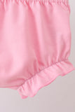 Pink floral bow smocked ruffle bloomer set - Aaria Tees Aaria Tees