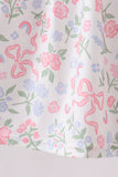 Pink floral bow smocked ruffle dress - Aaria Tees Aaria Tees