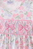 Pink floral bow smocked ruffle shorts set - Aaria Tees Aaria Tees