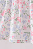 Pink floral bow smocked ruffle shorts set - Aaria Tees Aaria Tees