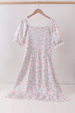 Pink floral smocked mom dress - Aaria Tees Aaria Tees