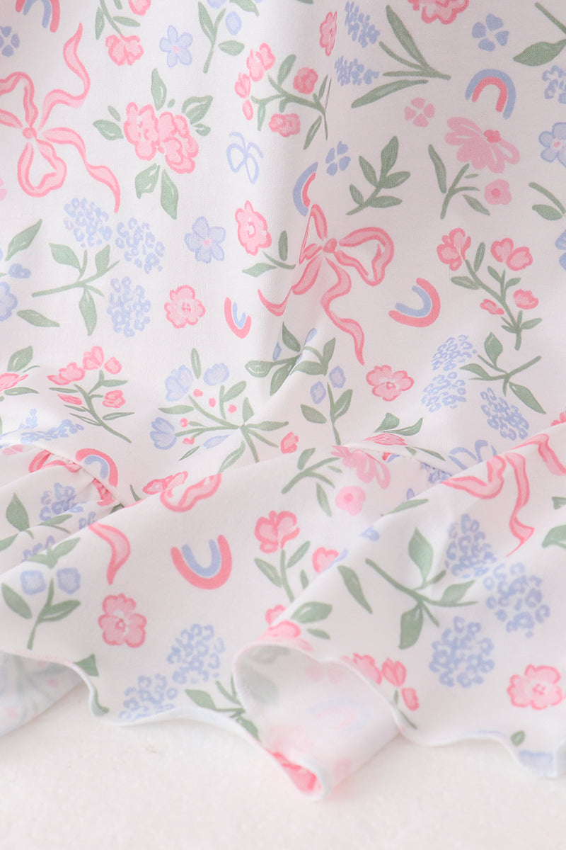 Pink floral smocked mom dress - Aaria Tees Aaria Tees