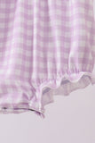 Purple floral embroidery gingham ruffle bubble - Aaria Tees Aaria Tees