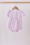 Purple floral embroidery gingham ruffle bubble - Aaria Tees Aaria Tees