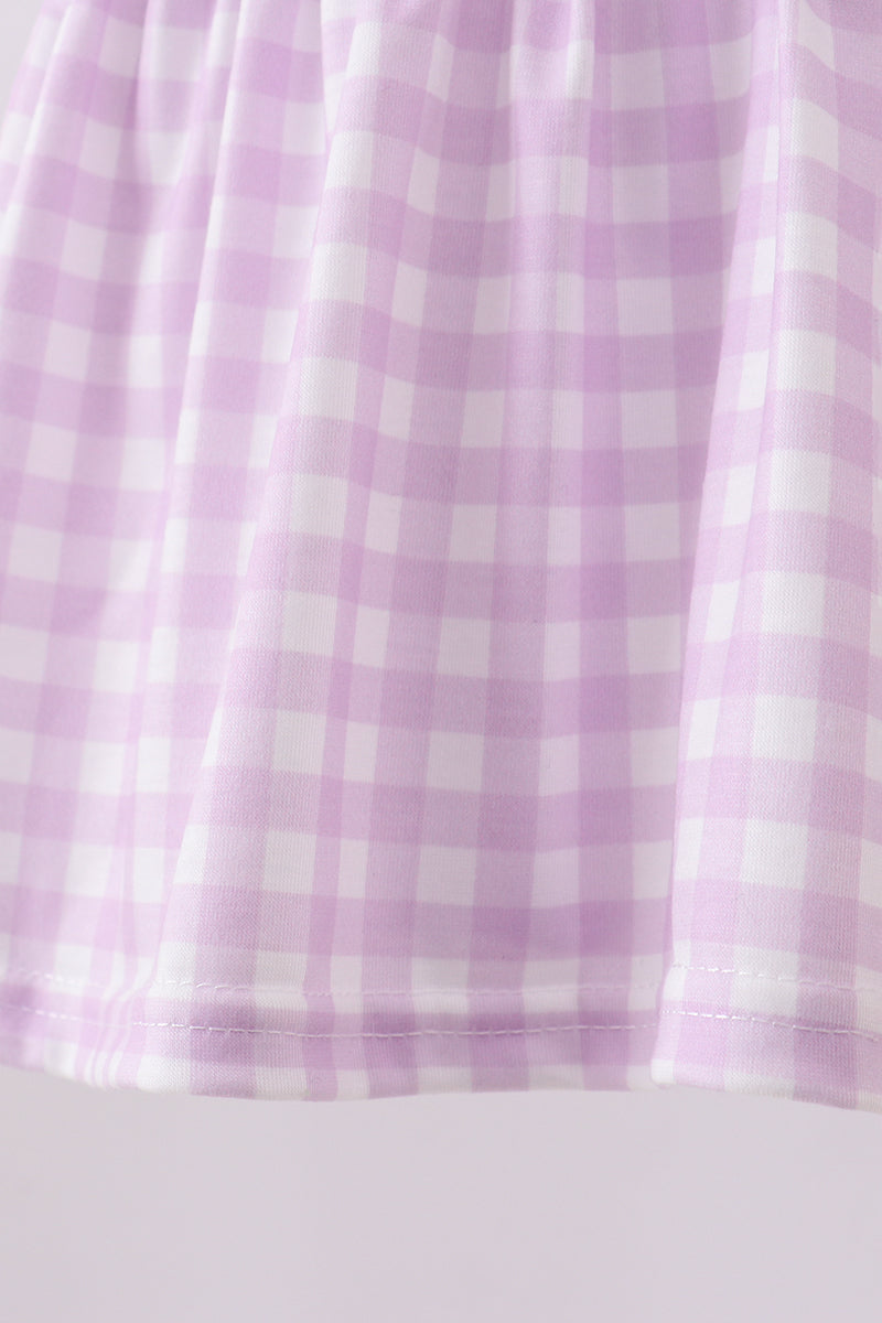 Purple floral embroidery gingham bloomer set - Aaria Tees Aaria Tees