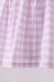 Purple floral embroidery gingham bloomer set - Aaria Tees Aaria Tees