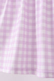Purple floral embroidery gingham ruffle shorts set - Aaria Tees Aaria Tees