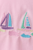 Pink sailboat embroidery bloomer set - Aaria Tees Aaria Tees