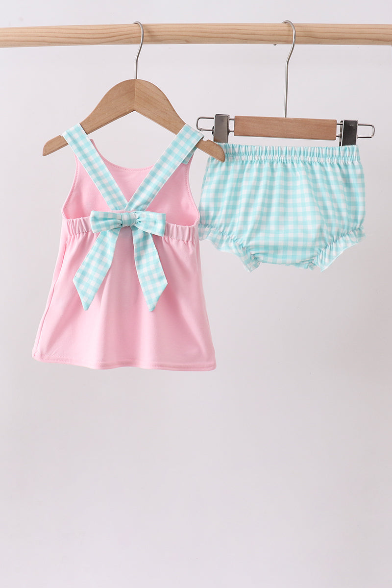 Pink sailboat embroidery bloomer set - Aaria Tees Aaria Tees
