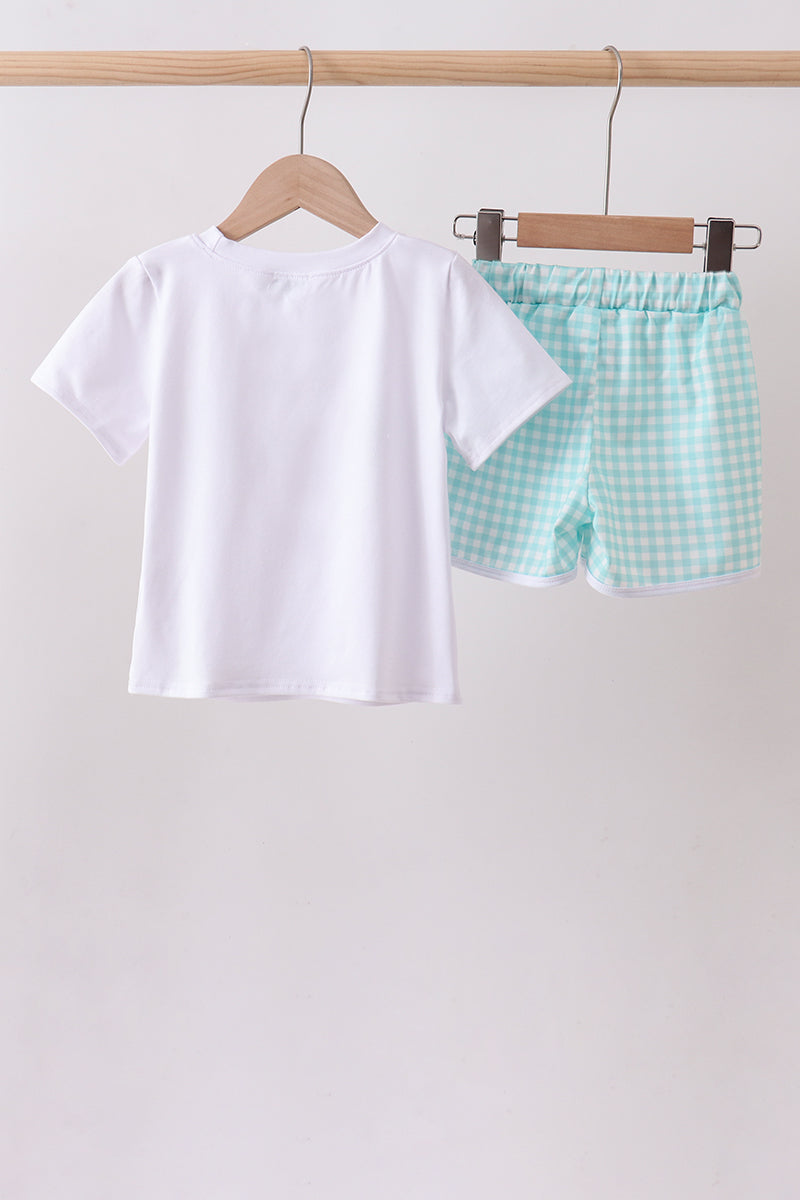 White sailboat embroidery shorts set - Aaria Tees Aaria Tees